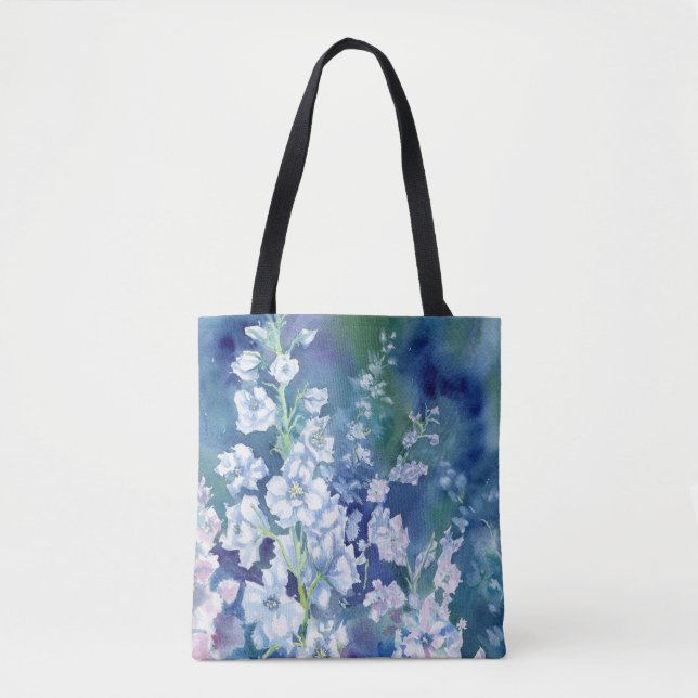 White Delphiniums Shoulder Tote Bag (Front)
