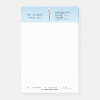 White Dental Mirror Toothbrush Caduceus Medical Post-it Notes
