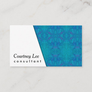 White Diagonal & Kaleidoscopic Blue, Green, Purple Business Card