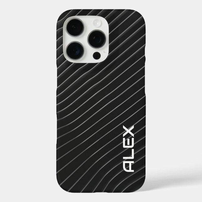White Diagonal Pinstripe on Black – Minimalist  Case-Mate iPhone Case (Back)