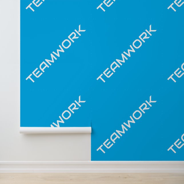 White Diagonal TEAMWORK Text On Azure Blue Wallpaper (Application)