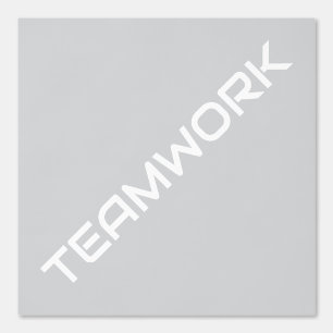 White Diagonal TEAMWORK Text On Pastel Grey Wallpaper