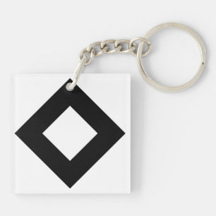 White Diamond, Bold Black Border Key Ring