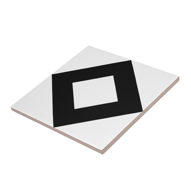 White Diamond, Bold Black Border Tile (Side)