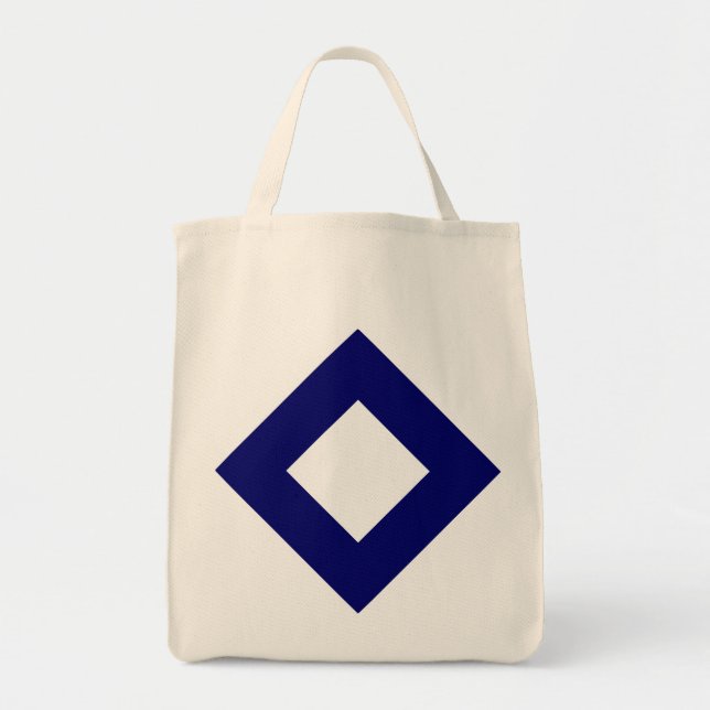 White Diamond, Bold Blue Border Tote Bag (Front)