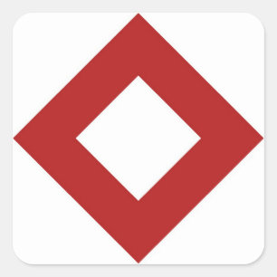 White Diamond, Bold Red Border Square Sticker