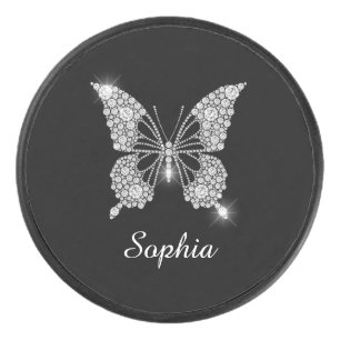 White Diamond Butterfly, DIY Script Name, Black Hockey Puck