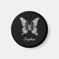 White Diamond Butterfly, DIY Script Name, Black