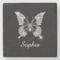 White Diamond Butterfly, DIY Script Name, Black