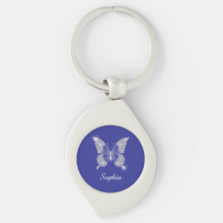 White Diamond Butterfly, Script Name, Deep Blue Key Ring