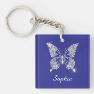 White Diamond Butterfly, Script Name, Deep Blue Key Ring