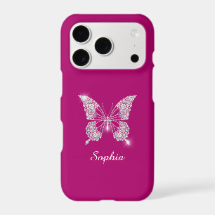 White Diamond Butterfly, Script Name, Deep Fuchsia
