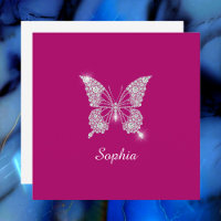 White Diamond Butterfly, Script Name, Deep Fuchsia