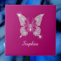 White Diamond Butterfly, Script Name, Deep Fuchsia