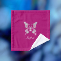 White Diamond Butterfly, Script Name, Deep Fuchsia