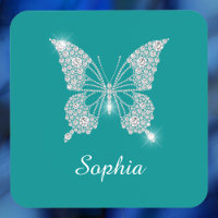 White Diamond Butterfly, Script Name, Deep Teal