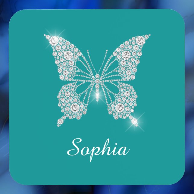 White Diamond Butterfly, Script Name, Deep Teal Coaster (Creator Uploaded)