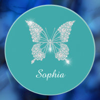 White Diamond Butterfly, Script Name, Deep Teal