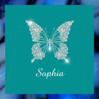 White Diamond Butterfly, Script Name, Deep Teal
