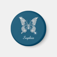 White Diamond Butterfly, Script Name, Ocean Blue