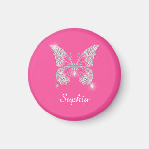 White Diamond Butterfly, Script Name, Pink Magnet