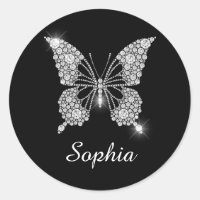 White Diamond Butterfly, White Script Name,