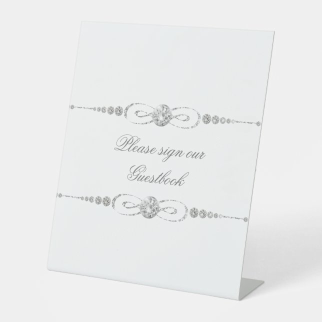 White Diamond Element Wedding Sign Our Guestbook (Front)