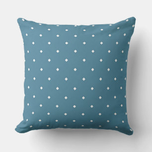 White Diamond Geometric Pattern on Blue Cushion