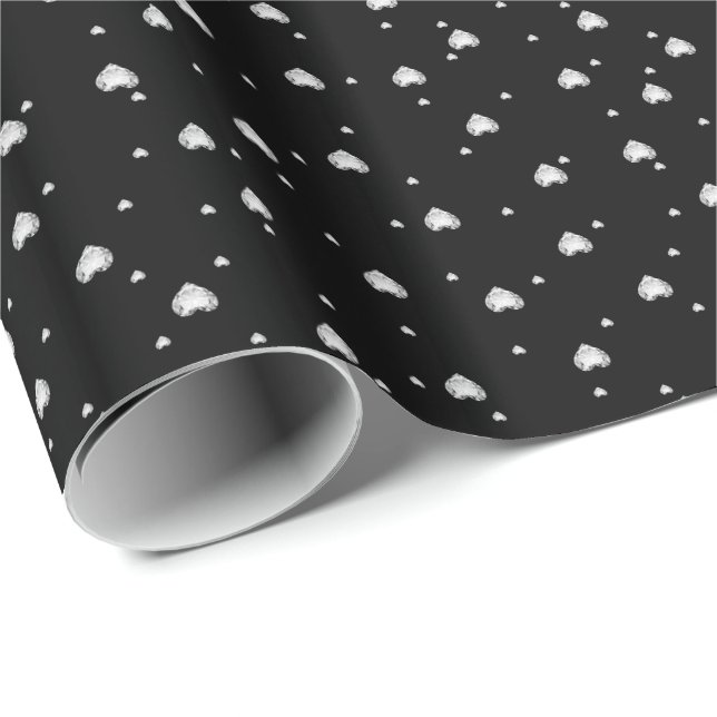 White Diamond Hearts Seamless Pattern Wrapping Paper (Roll Corner)