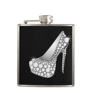 White Diamond High Heel Hip Flask