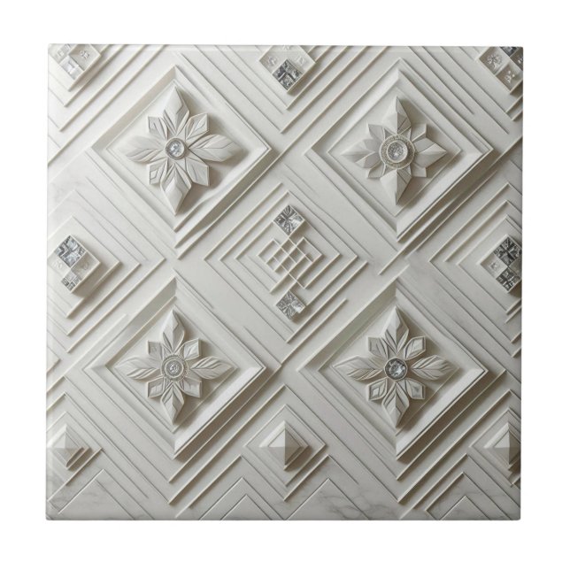 White Diamond Mid Century Modern  Tile (Front)