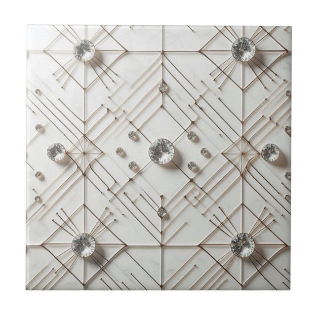 White Diamond Mid Century Modern  Tile (Front)