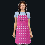 White Diamond Pattern White Black Custom Name Cute Apron<br><div class="desc">Designed with white diamond patterns in pink background with text template for name,  this is available in different sizes to choose from! You may choose different colours as you like!</div>