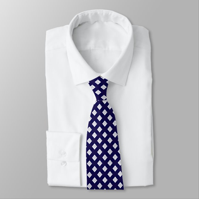 white diamond royal blue formal elegant necktie (Tied)