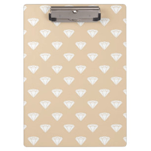 White Diamond Shape Pastel Orange Luxury Jewel Clipboard