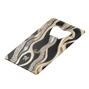 White diamonds and gold zebra stripes on black