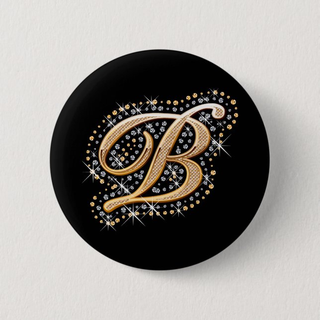 White Diamonds and Golden Initial ''B'' Button (Front)