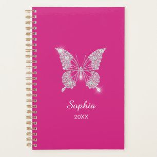 White Diamonds Butterfly, Script Name, Fuchsia Planner