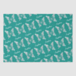 White Diamonds Butterfly Sparkle Script Name, Teal Tissue Paper<br><div class="desc">A classy white diamonds butterfly design with sparkle; personalise name in white script on teal background.</div>