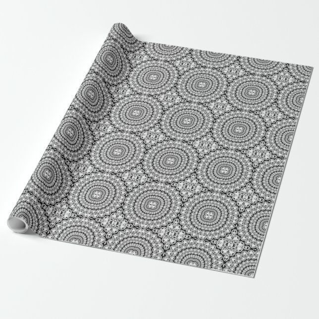 White Diamonds Circles Glitter Geometric Pattern Wrapping Paper (Unrolled)