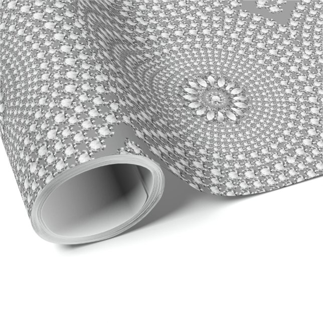 White Diamonds Geometric pattern Wrapping Paper (Roll Corner)