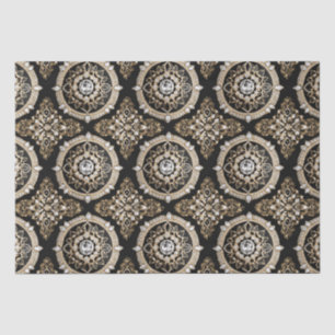 White diamonds, gold border mandala glamour design tissue paper