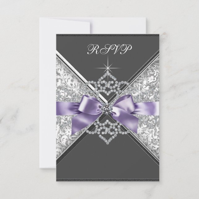 White Diamonds Lavender Purple RSVP (Front)