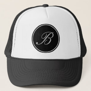White Diamonds Letter B Monogram Trucker Hat