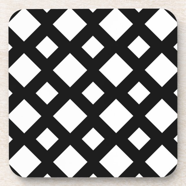 White Diamonds on Black Coaster (Front)