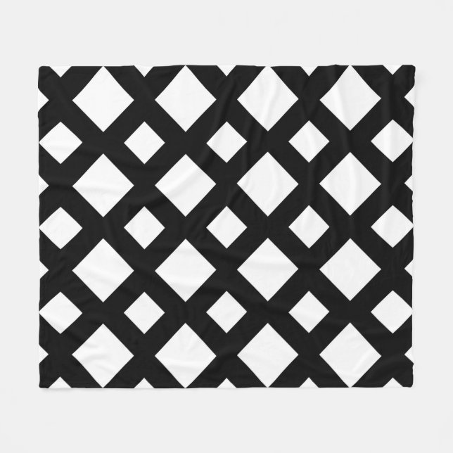 White Diamonds on Black Fleece Blanket (Front (Horizontal))