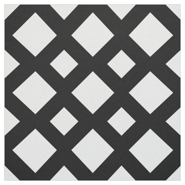 White Diamonds on Black Geometric Fabric (Swatch)