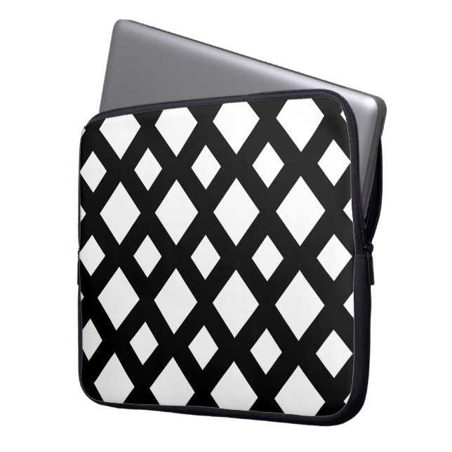 White Diamonds on Black Laptop Sleeve (Front Left)