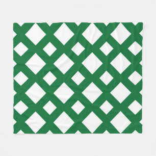 White Diamonds on Green Fleece Blanket