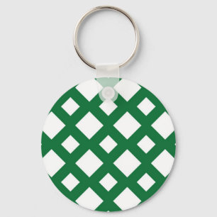 White Diamonds on Green Key Ring